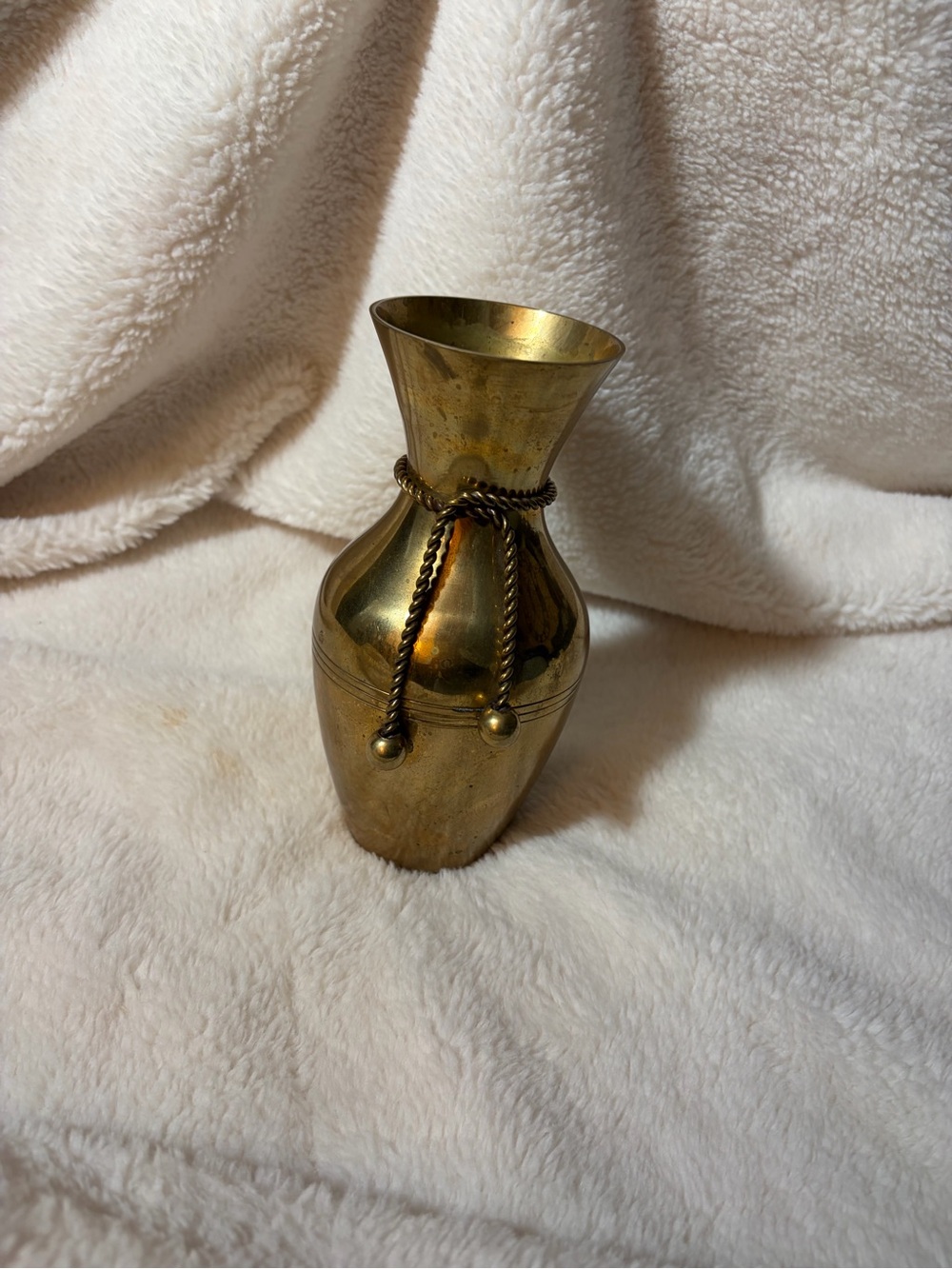 Decorative Metallic Rope-Accent Vase in Gold